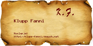 Klupp Fanni névjegykártya